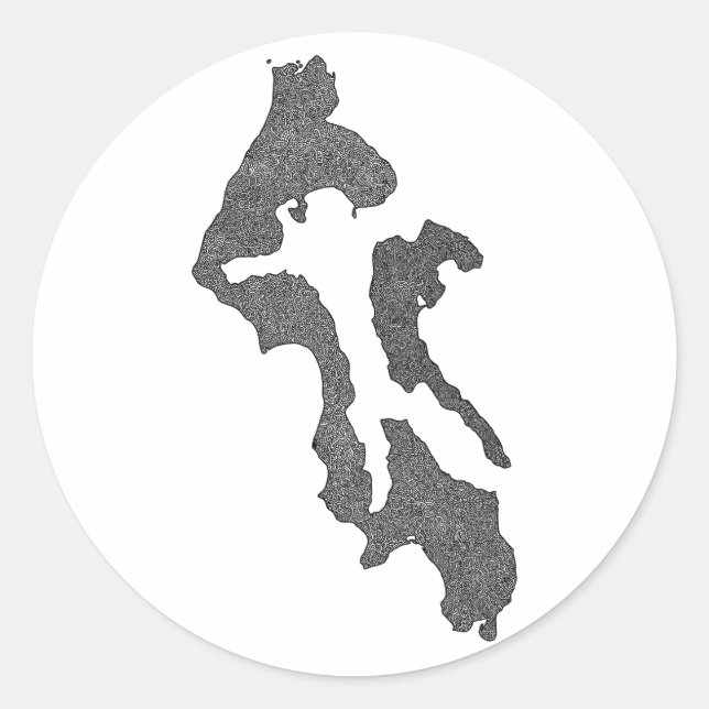 Whidbey Island Island County Map Design Classic Round Sticker (Front)