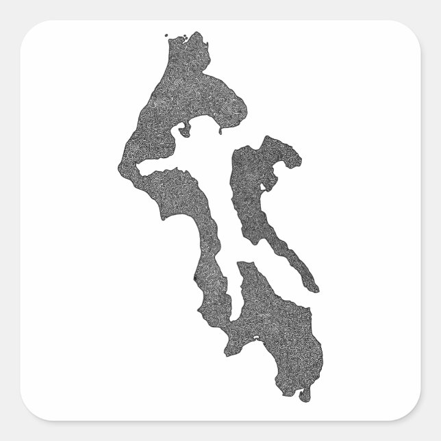 Whidbey Island Island County Map Design Square Sticker (Front)