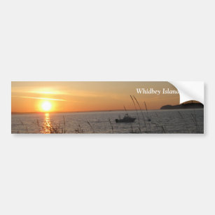 Whidbey Island Sunset with Text Bumper Sticker