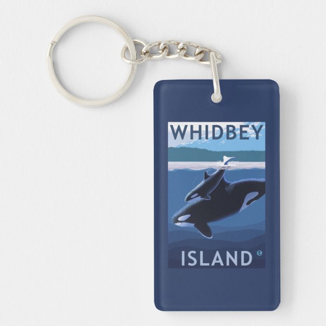 Whidbey Island, WashingtonOrca and Calf Key Ring (Front)