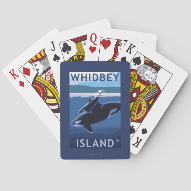 Whidbey Island, WashingtonOrca and Calf Playing Cards (Back)