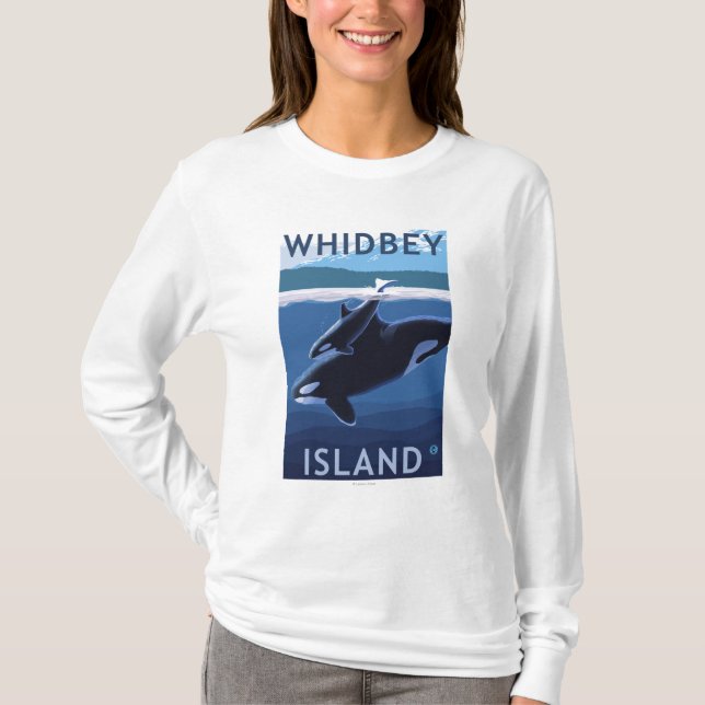 Whidbey Island, WashingtonOrca and Calf T-Shirt (Front)