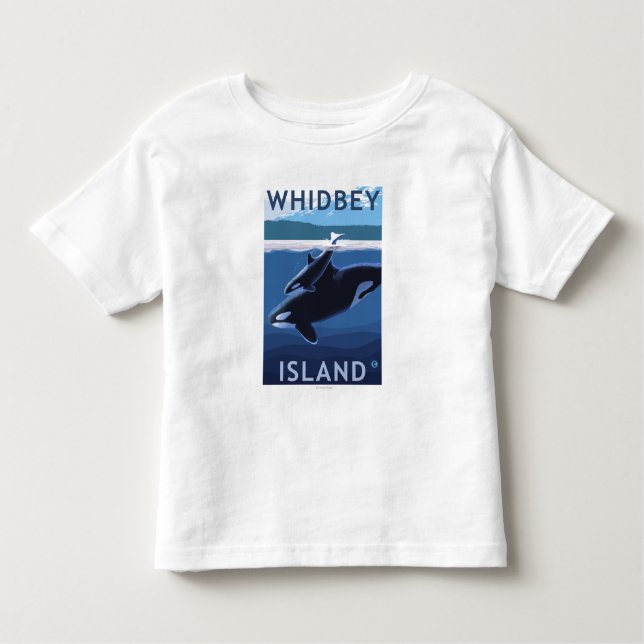 Whidbey Island, WashingtonOrca and Calf Toddler T-Shirt (Front)