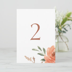 Whie / Floral Watercolor Wedding Table Number