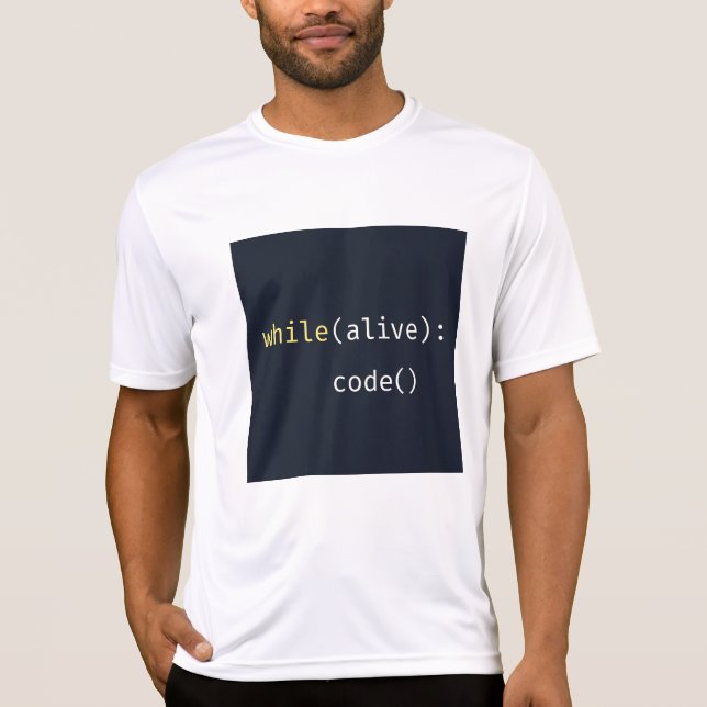 While Alive Code – Programmer T-Shirt (Front)