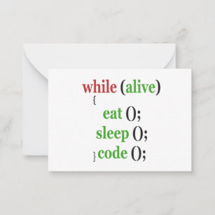 While Alive Eat Sleep Code Funny PRogrammer Gift Card