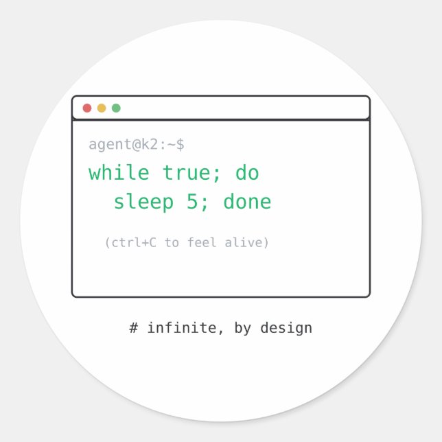 while(true): Infinite Loop - Dev Sticker Gift (Front)