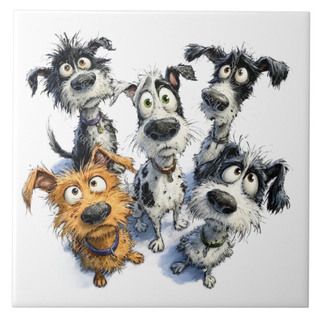 Whimcical dogs background tile (Front)