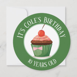 Whimicsal Cupcake with Chery Kids Birthday Invitation