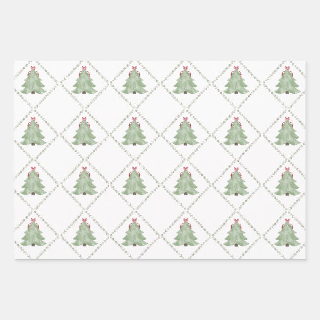 Whimiscal Christmas Tree Wrapping Paper (Front)