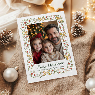 Whimiscal Christmas Wreath & Bows Photo Card