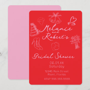 Whimiscal Doodles Bright Pink Bridal Shower Save The Date
