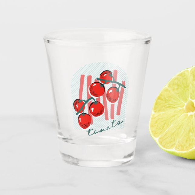 Whimiscal Italy Tomatoes Pattern Shot Glass (Front)