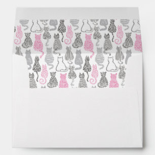 Whimiscal Pink and Grey Sketch Cat Gift Ideas Envelope