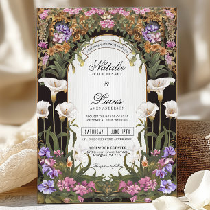 Whimiscal Purple Pink Calla Lily Floral Wedding Invitation