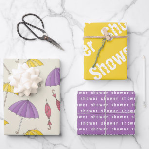 Whimiscal Umbrellas SHOWER Coordinated Wrapping Paper Sheet