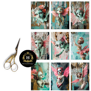 Whimisical Gothic Fairy Junk Journal Decoupage  Tissue Paper