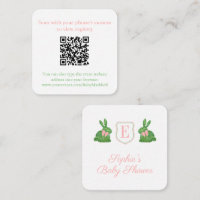 Whimisical Hand Painted Boxwood Bunny QR Code