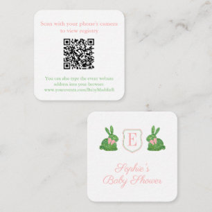 Whimisical Hand Painted Boxwood Bunny QR Code Enclosure Card