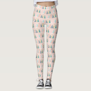 Whimisical Pink Christmas Tree Leggings
