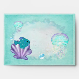 Whimsey Aquarium 2 Folk Art BABY SHOWER Envelopes