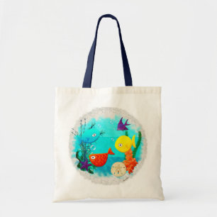 Whimsey Aquarium Cartoon Fish Childs to Teens Tote Bag