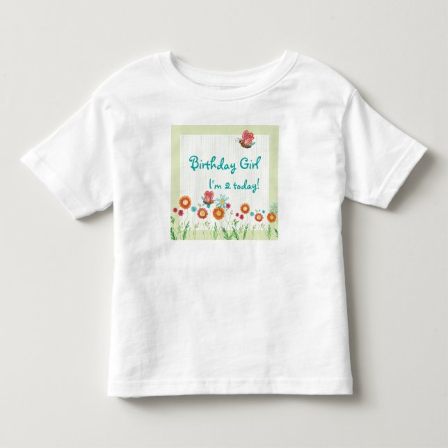 Whimsey Flowers Girl Birthday Party Shirt (Front)
