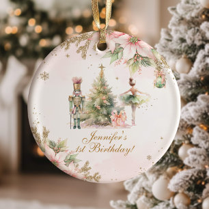 Whimsical 1st Birthday gold foil snowflakes Ornament