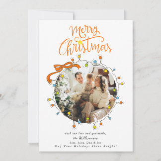 Whimsical 2 Photo Christmas Lights 2027 Calendar Holiday Card