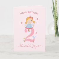 Whimsical 2nd, birthday fairy, girls cute pink
