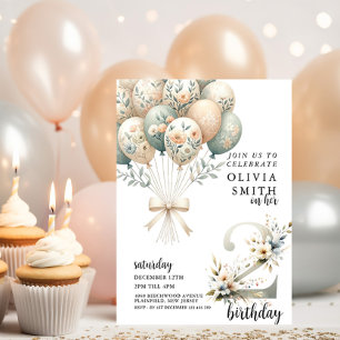 Whimsical 2nd Birthday  Invitation
