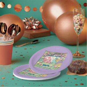 Whimsical 3D Paper Cut Bunny & Easter Eggs Party Plate
