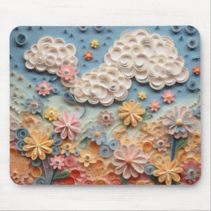 Whimsical 3D Paper Quill Art Mouse Pad