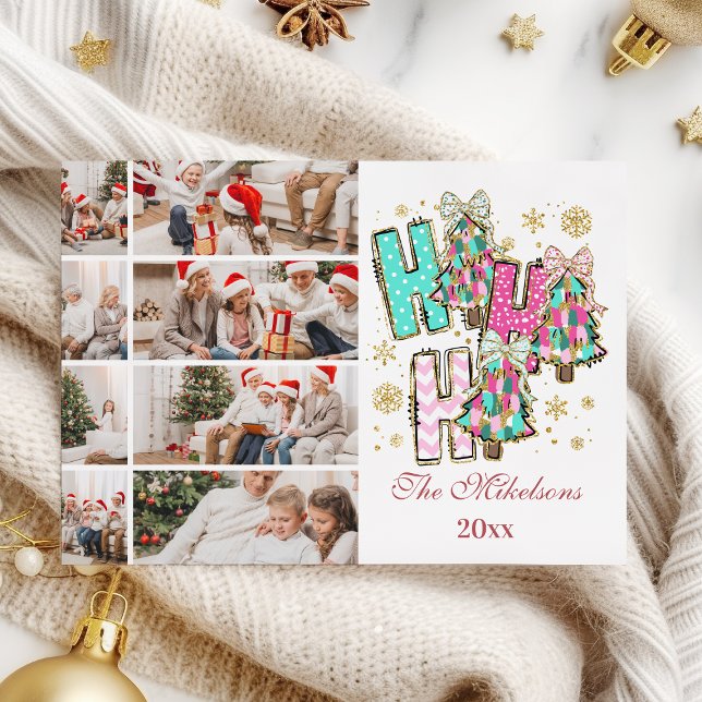 Whimsical 8 Photo  Ho Ho Ho Christmas Family  Holiday Card (Creator Uploaded)