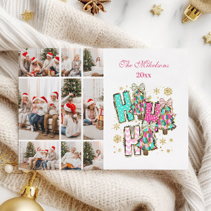 Whimsical 9 Photo  Ho Ho Ho Christmas Family  Holiday Card