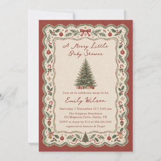 Whimsical A Merry Little Christmas Baby Shower Invitation
