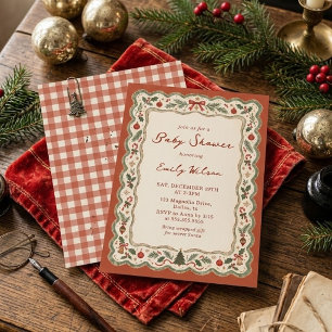 Whimsical A Merry Little Christmas Baby Shower Invitation