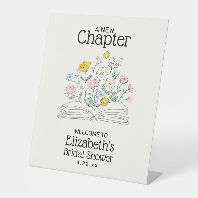 Whimsical A New Chapter Bridal Shower Welcome Sign (Front)
