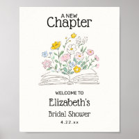 Whimsical A New Chapter Bridal Shower Welcome Sign
