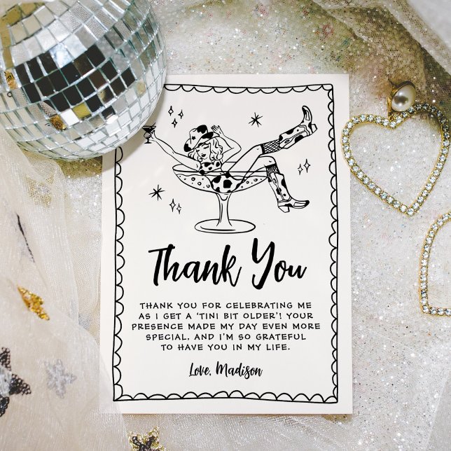 Whimsical A Tini Bit Older Birthday Party Thank You Card (Creator Uploaded)