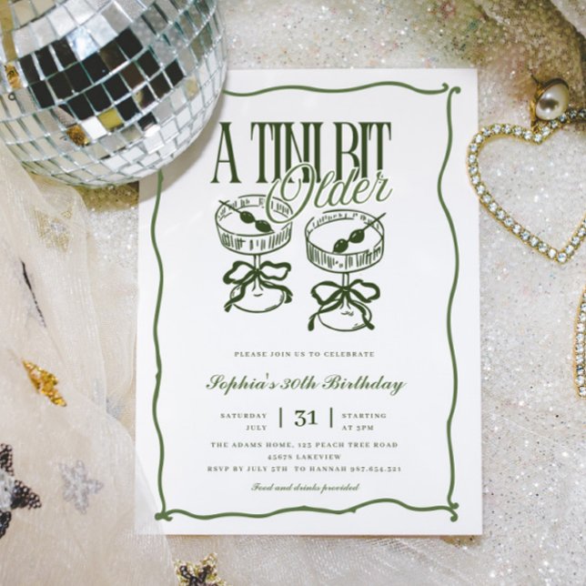 Whimsical A Tini Bit Older Olive Martini Birthday Invitation (Creator Uploaded)