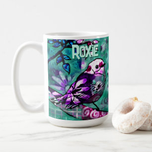 Whimsical Abstract Bird Floral Personalised Coffee Mug