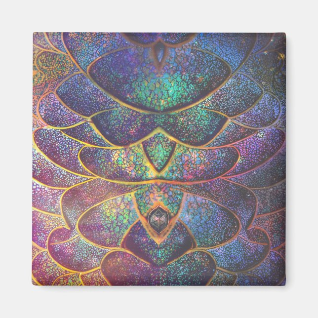 Whimsical Abstract Dragon Scales Cool Fractal Art Magnet (Front)