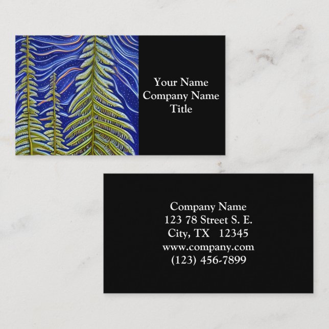 Whimsical Abstract Evergreens Business Card (Front/Back)
