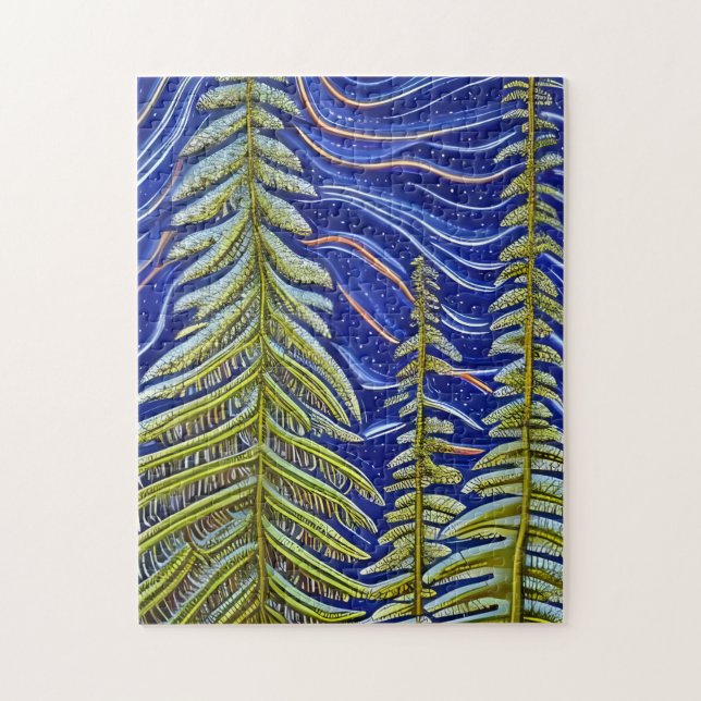 Whimsical Abstract Evergreens Jigsaw Puzzle (Vertical)