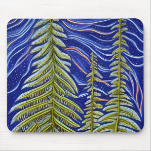 Whimsical Abstract Evergreens Mouse Pad