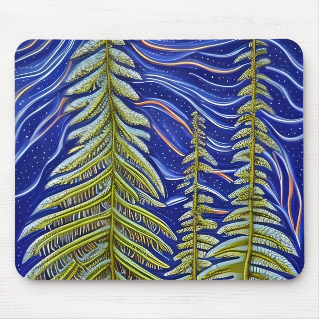 Whimsical Abstract Evergreens Mouse Pad (Front)