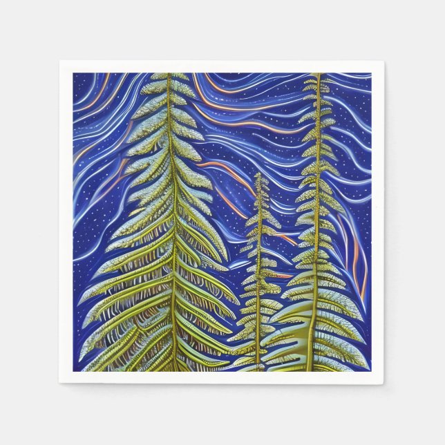 Whimsical Abstract Evergreens Napkin (Front)