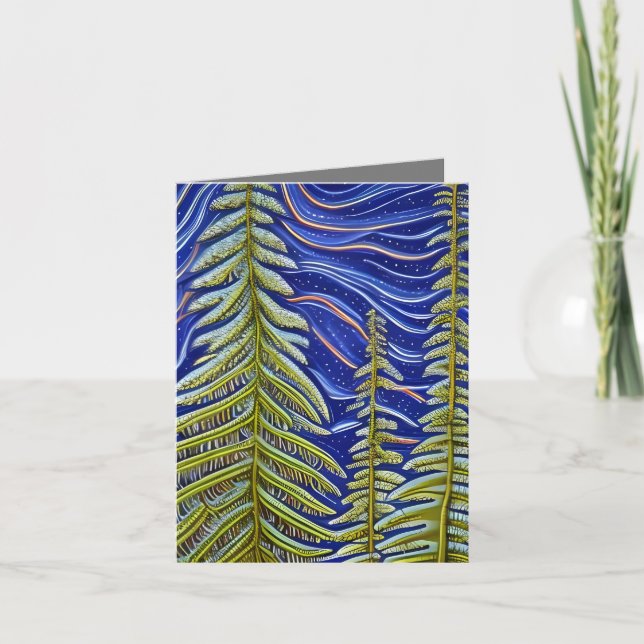  Whimsical Abstract Evergreens  Thank You Card (Front)