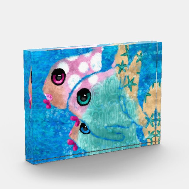 Whimsical Abstract Fish Acrylic Art Print Block (Left)